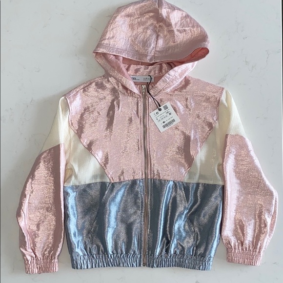 Zara Other - Zara Kids Metallic ZIP-Up Hoodie Jacket NWT